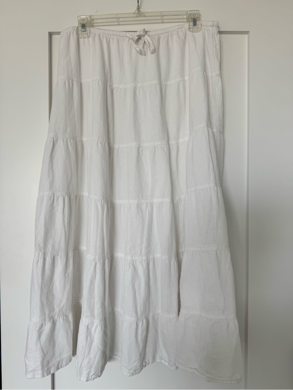Aritzia White Tiered Maxi Skirt with Drawstring Waist